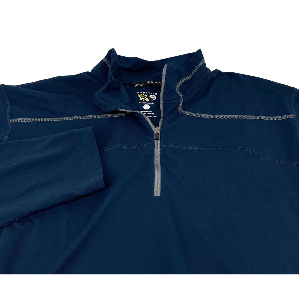 Mountain Hardwear Mens Blue Quarter Zip Pullover Activewear Long Sleeve Shirt XL